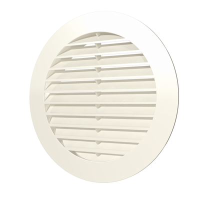 12RKN ivory Kerek szellőzőrács, csőcsatlakozóval, D125 mm - Csont színű